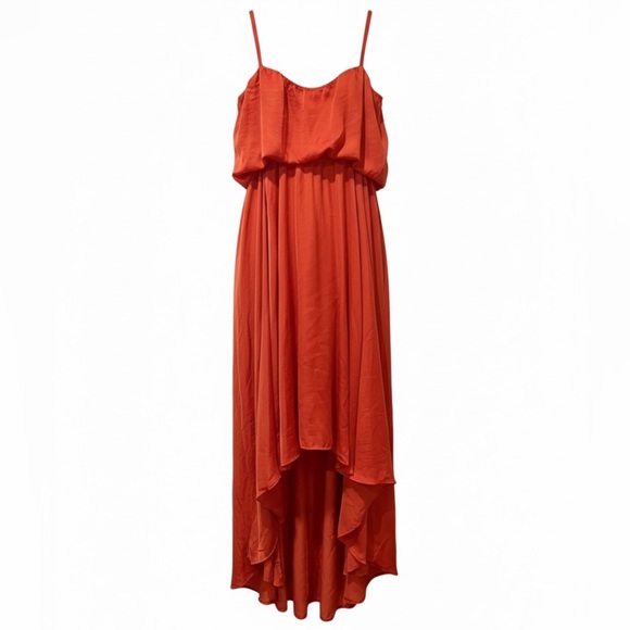 Marciano Dresses & Skirts - Marciano Orange Thin Strap Flounce Top High Low Flowy Dress Size 2